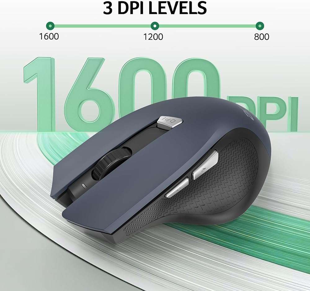 acer Wireless Mouse for Laptop, 2.4GHz Computer Mouse 3 Adjustable DPI Office Cordless USB Mice with USBA Receiver, 6 Buttons, 1600 DPI, Medium to Large Sized Hands Compatible with PC, Laptop, Desktop - Image 3