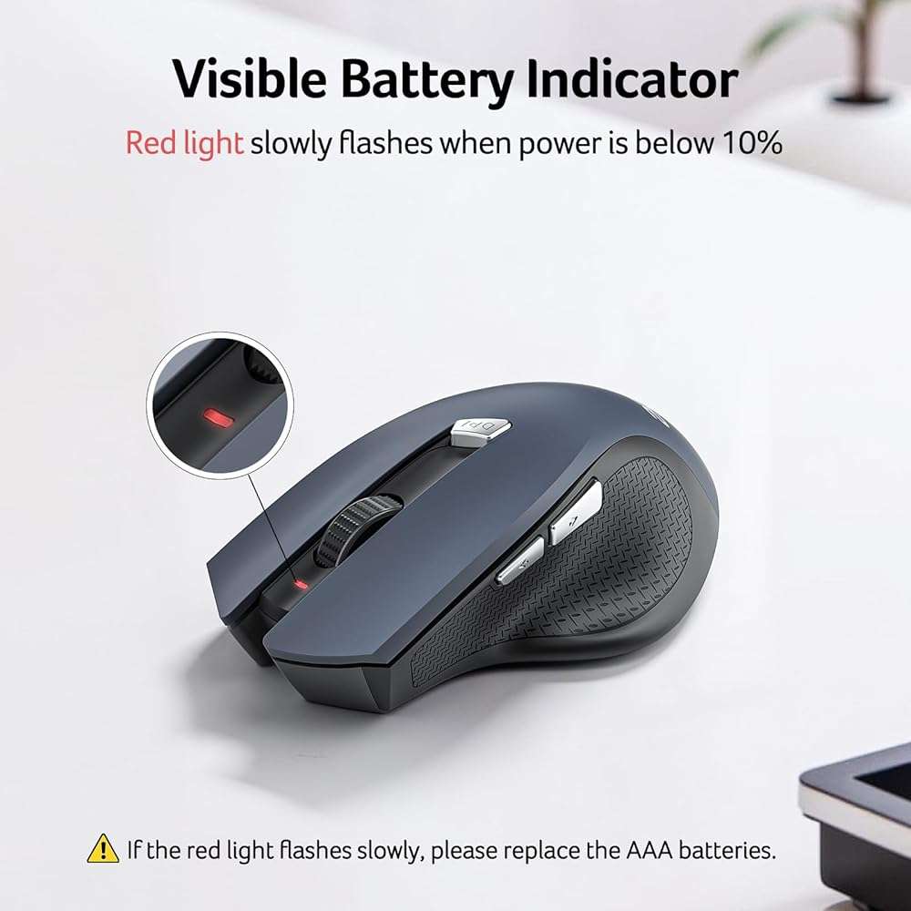 acer Wireless Mouse for Laptop, 2.4GHz Computer Mouse 3 Adjustable DPI Office Cordless USB Mice with USBA Receiver, 6 Buttons, 1600 DPI, Medium to Large Sized Hands Compatible with PC, Laptop, Desktop - Image 6