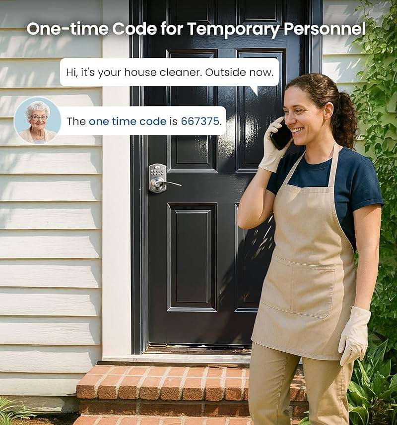 Veise Keypad Door Lock with Handle, Keyless Entry for Front Door & Bedroom, Electronic Lock with Code, Auto-Locking, Easy Installation, Passage Mode, Satin Nickel - Image 6