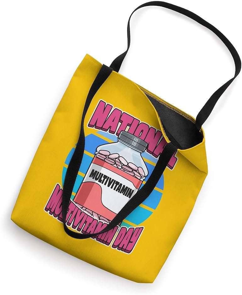 National Multivitamin Day Celebrate Nutritional Supplements Tote Bag - Image 2