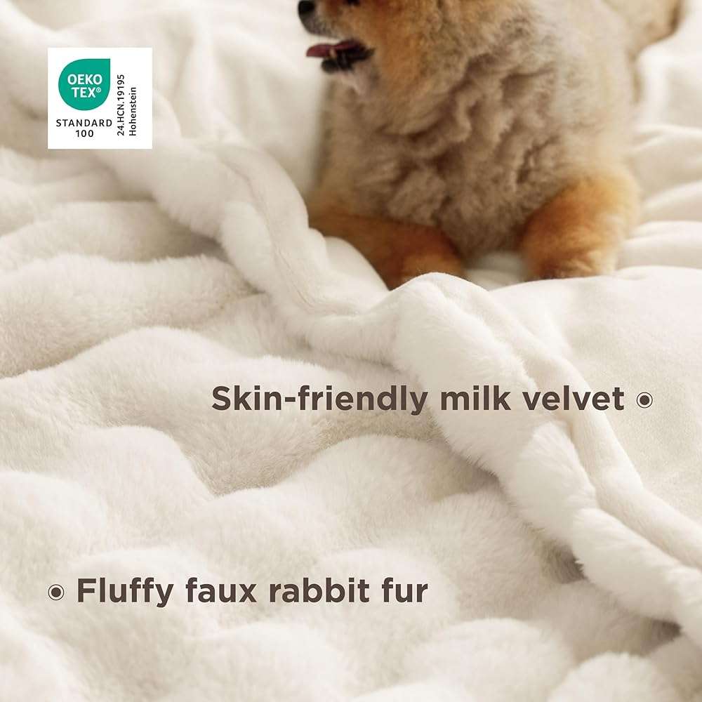 Bedsure GentleSoft Fluffy Faux Fur Throw Blanket for Couch, Soft Fuzzy Fleece Blankets & Throws, Cream Bed Decor Cozy Gifts for Women Teen Girls, Minky Thick Warm Plush Gifts for Birthday, Anniversary - Image 4