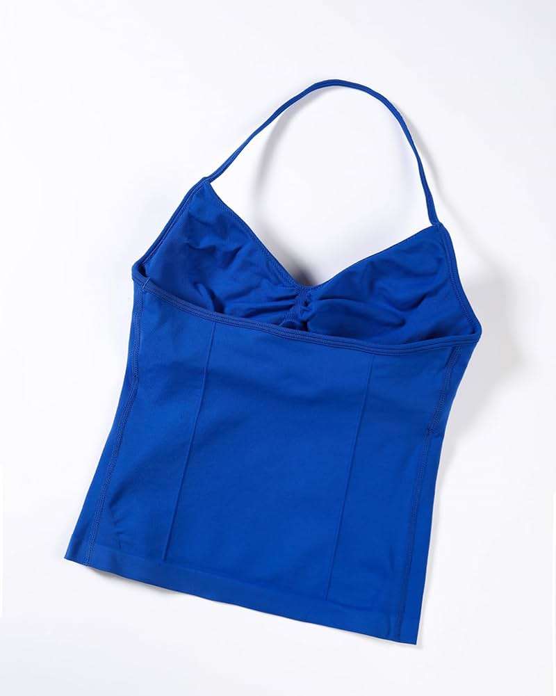 AUROLA Influence Longline Strappy Workout Halter Tops for Women,Removable Cups Padded Bras Impact Gym Yoga Sleeveless Top - Image 4