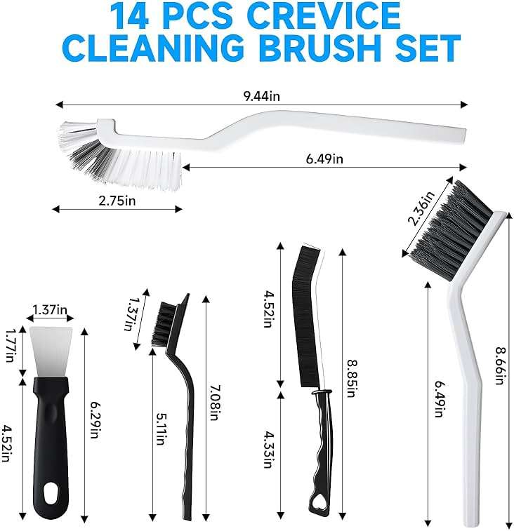 14Pcs Crevice Cleaning Brush Set, V Shape Grout Cleaner Brush for Deep Cleaning Gap, Hard Bristle Scrub Brushes Tools, Cleaning Supplies for Household Use, Bathroom, Kitchen, Toilet, Window - Image 2