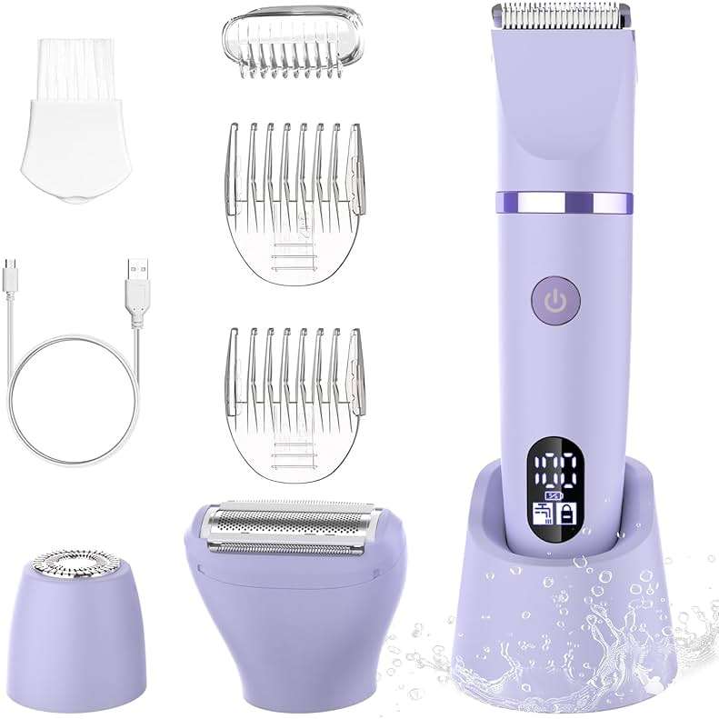 Zivelier 3-in-1 Electric Razor IPX7 Waterproof Bikini Trimmer Wet & Dry Use Painless Personal Trimmer Groomer for Ladies Face Body Legs Bikini Public Hairs Electric Lady Shaver with Replaceable Heads - Image 1