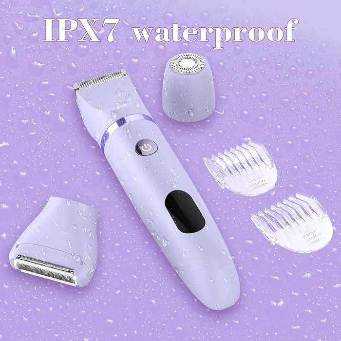 Zivelier 3-in-1 Electric Razor IPX7 Waterproof Bikini Trimmer Wet & Dry Use Painless Personal Trimmer Groomer for Ladies Face Body Legs Bikini Public Hairs Electric Lady Shaver with Replaceable Heads - Image 3