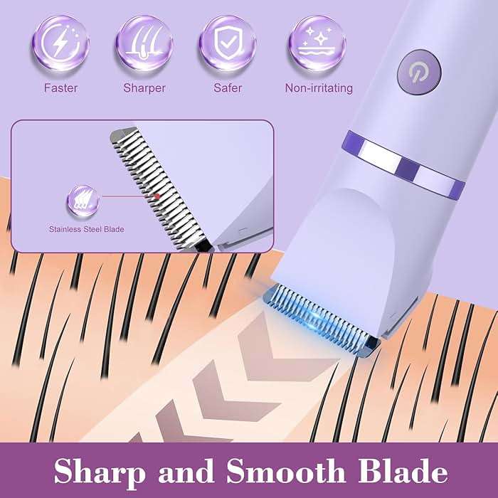 Zivelier 3-in-1 Electric Razor IPX7 Waterproof Bikini Trimmer Wet & Dry Use Painless Personal Trimmer Groomer for Ladies Face Body Legs Bikini Public Hairs Electric Lady Shaver with Replaceable Heads - Image 4