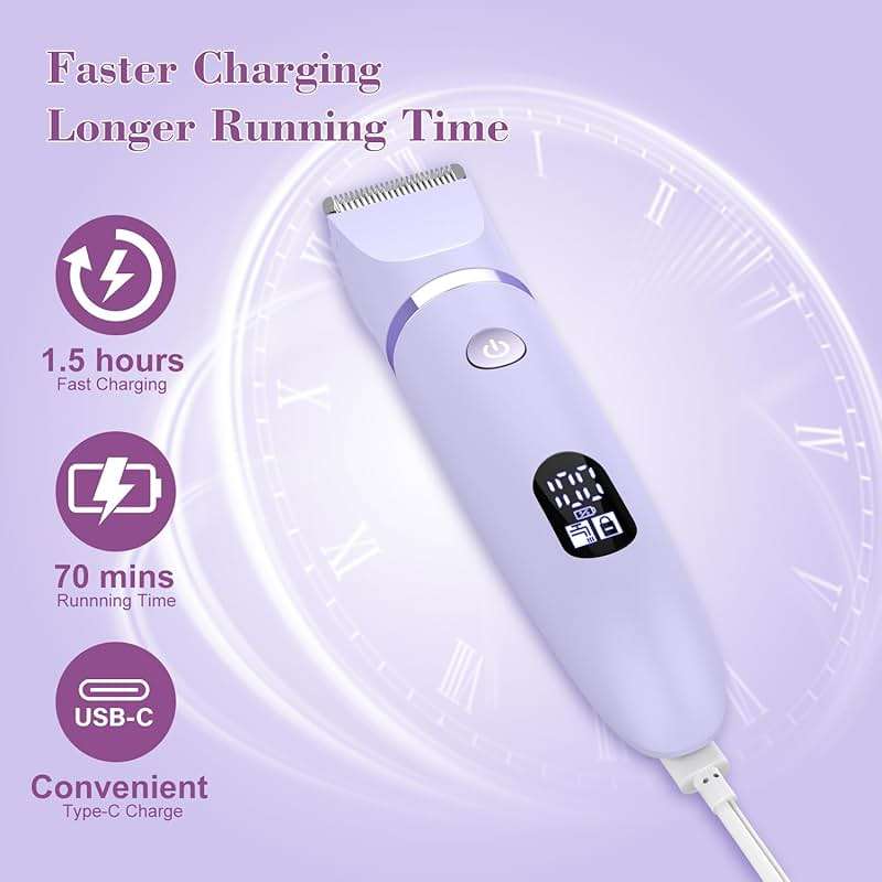 Zivelier 3-in-1 Electric Razor IPX7 Waterproof Bikini Trimmer Wet & Dry Use Painless Personal Trimmer Groomer for Ladies Face Body Legs Bikini Public Hairs Electric Lady Shaver with Replaceable Heads - Image 6