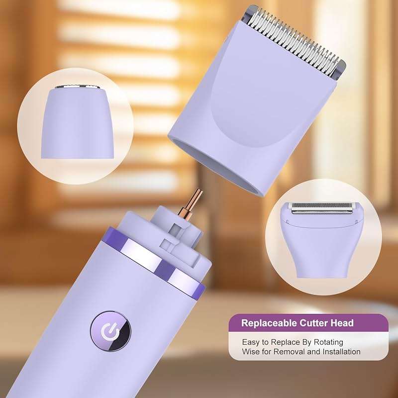 Zivelier 3-in-1 Electric Razor IPX7 Waterproof Bikini Trimmer Wet & Dry Use Painless Personal Trimmer Groomer for Ladies Face Body Legs Bikini Public Hairs Electric Lady Shaver with Replaceable Heads - Image 7