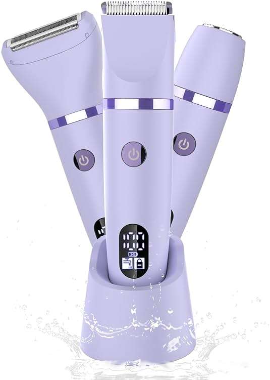Zivelier 3-in-1 Electric Razor IPX7 Waterproof Bikini Trimmer Wet & Dry Use Painless Personal Trimmer Groomer for Ladies Face Body Legs Bikini Public Hairs Electric Lady Shaver with Replaceable Heads - Image 8