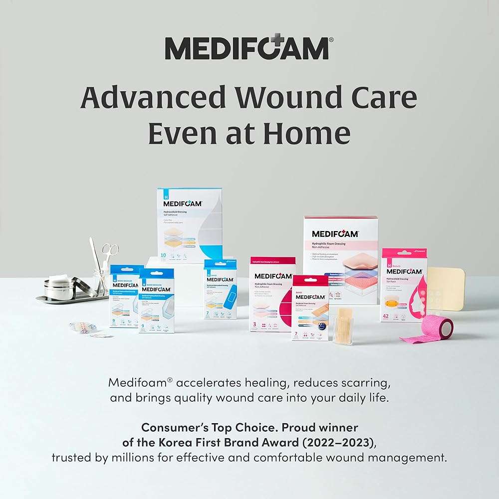 MEDIFOAM - Hydrophilic Foam Dressing, Non-Adhesive, Foam Dressing for High exudate Wounds, 4in x 4in (10sheets) - Image 7