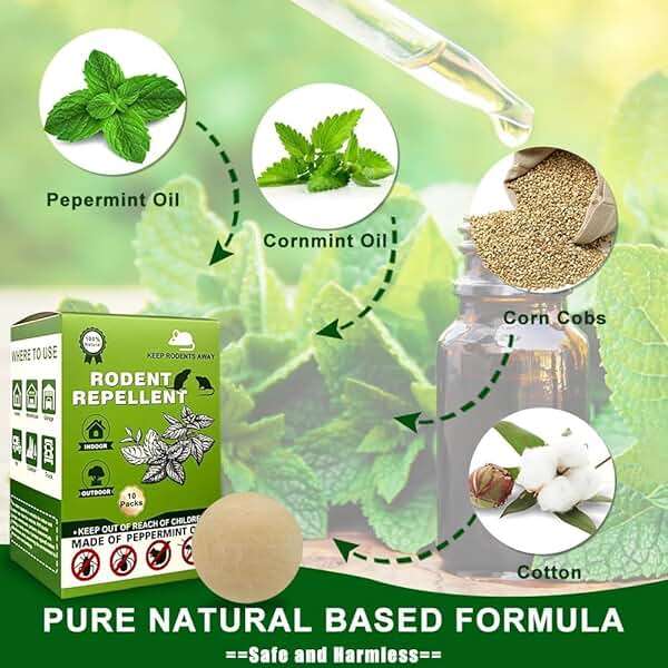 Mouse Rodent Repellent,10 Pack Peppermint Oil Mouse Repellent Balls for Rats Mice Deterrent, Natural Mouse Traps for Indoor Outdoor Use, Keep Rodents Away from Garden and Home, Family & Pet Safe - Image 2