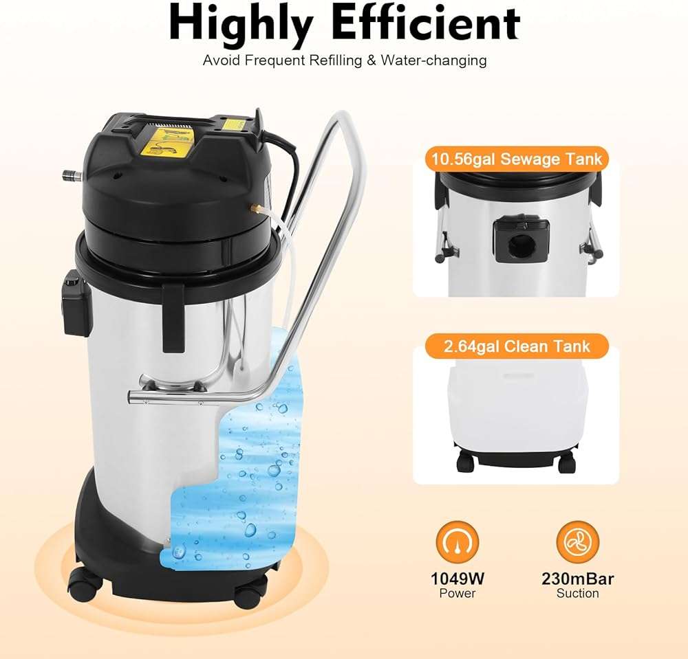 AKSDSGA 40L/11Gal Commercial Carpet Cleaning Machine, 1000W 110V Professional Commercial 3 in 1 Carpet Spraying Floor Brush Cleaner Extractor Vacuum Washing Machine Portable Carpet Cleaner Wet Dry - Image 3
