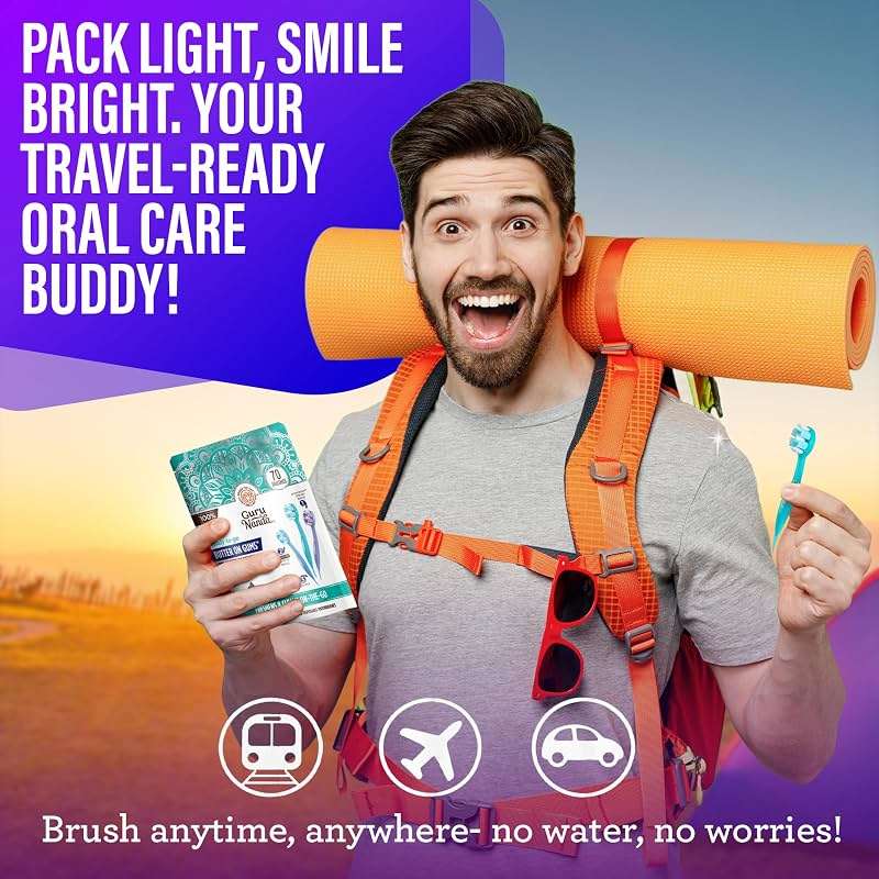 GuruNanda Mini Disposable Toothbrushes with Toothpaste & Toothpick, Prepasted Ready-to-Go Travel Toothbrush with Butter on Gums Bristles - Fluoride Free, No Rinsing, Individually Wrapped, 70 Ct - Image 2