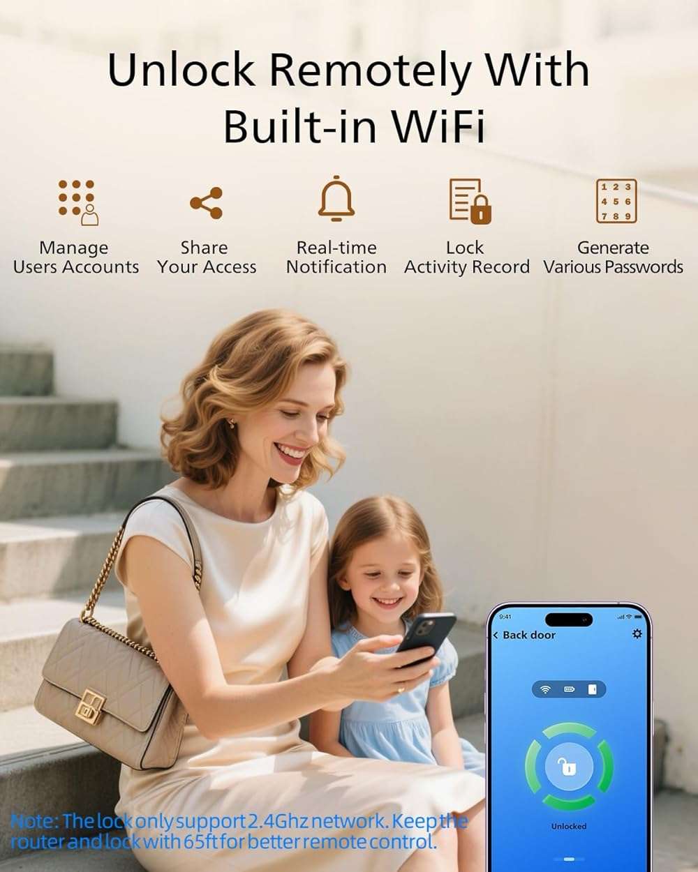 Philips Wi-Fi Door Lock, WiFi Smart Lock Keyless Entry Deadbolt for Front Door, Compatible with Alexa & Google Assistant, Remote Control, Built-in WiFi, APP Fingerprint Passcode Unlock, Auto Locking - Image 3