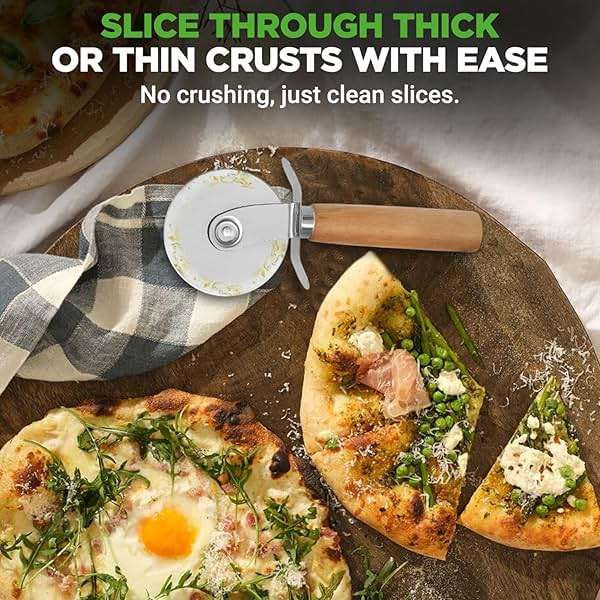 NutriChef Stainless Steel Pizza Cutter Wheel | Durable & Sharp Pizza Slicer with Built-in Finger Guard | Non-Slip Ergonomic Handle & Dishwasher Safe | Heavy Duty Rust Resistant 7” Pizza Wheel - Image 3