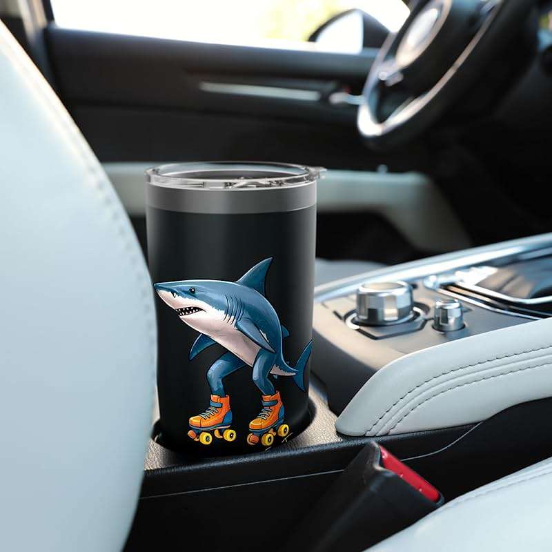 Tralalero Tralala Tee Brain Red Funny Shark Meme Stainless Steel Insulated Tumbler - Image 2