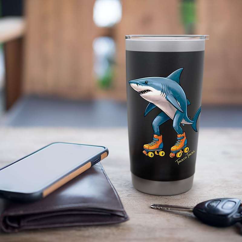 Tralalero Tralala Tee Brain Red Funny Shark Meme Stainless Steel Insulated Tumbler - Image 7
