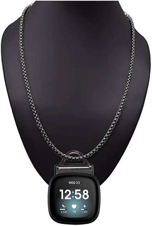 Stainless Steel Necklace Compatible with Fitbit Versa 4/Versa 3/Sense 2/Sense Necklace Clip Chain Pendent Adapter - Image 7