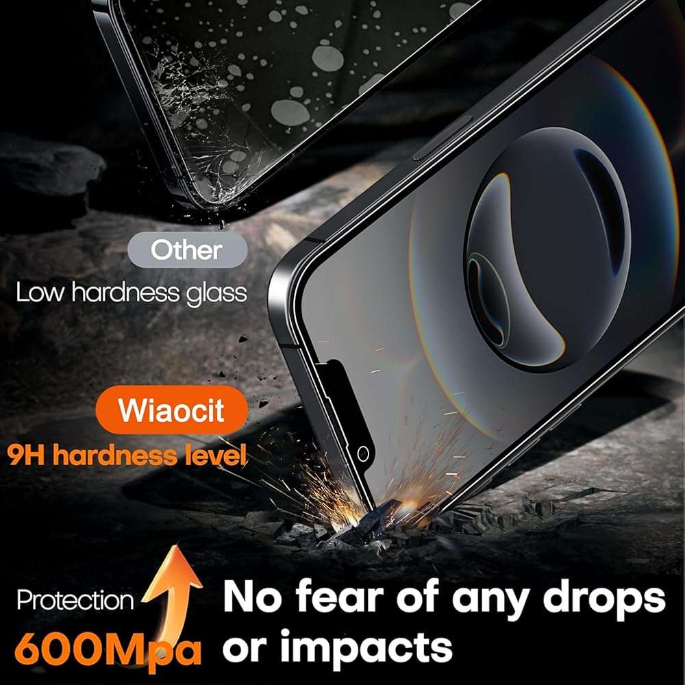 Wiaocit 3 Pack Tempered Glass Privacy Screen Protector for iPhone 16e/iPhone 17e with 3 Pack Camera Lens Protector, 9H Hardness, Bubble Free, Case Friendly - Image 4