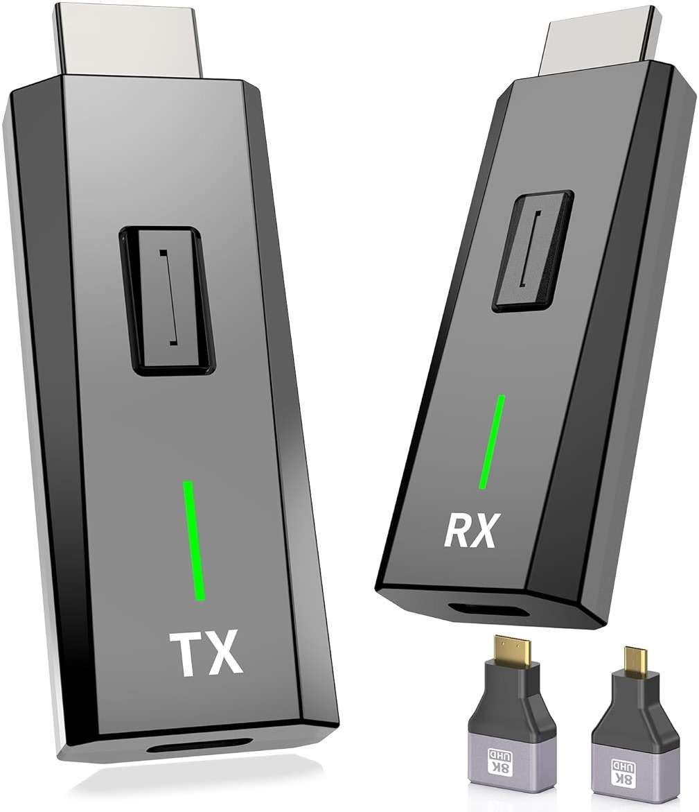 2026 Upgraded Wireless HDMI Transmitter and Receiver 328FT/100M, 4k Decode 1080P Output, Plug & Play Portable 2.4g/5g, Wireless Hdmi Extender Kit to Monitor from Laptop/PC/Projector/TV Box - Image 1