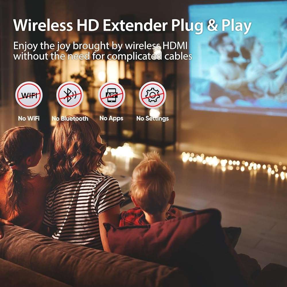 2026 Upgraded Wireless HDMI Transmitter and Receiver 328FT/100M, 4k Decode 1080P Output, Plug & Play Portable 2.4g/5g, Wireless Hdmi Extender Kit to Monitor from Laptop/PC/Projector/TV Box - Image 4