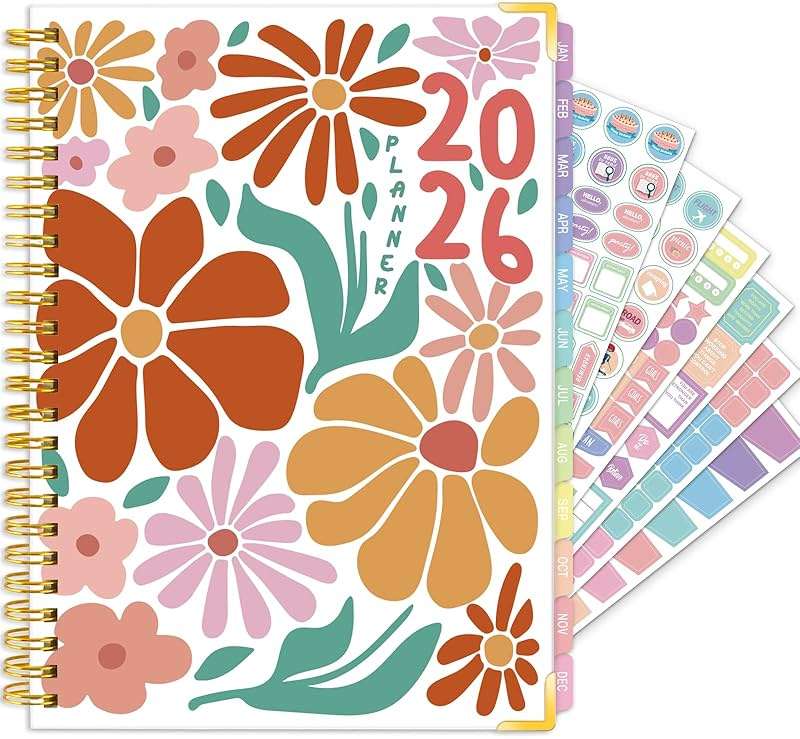 GuassLee Academic Planner 2026-2027 form July 2026 to June 2027, A5 Size, Weekly and Monthly Planner 2026 with Hard Cover Laminated Tabs, Storage Pocket Includes Stickers for Office School Supplies - Image 1