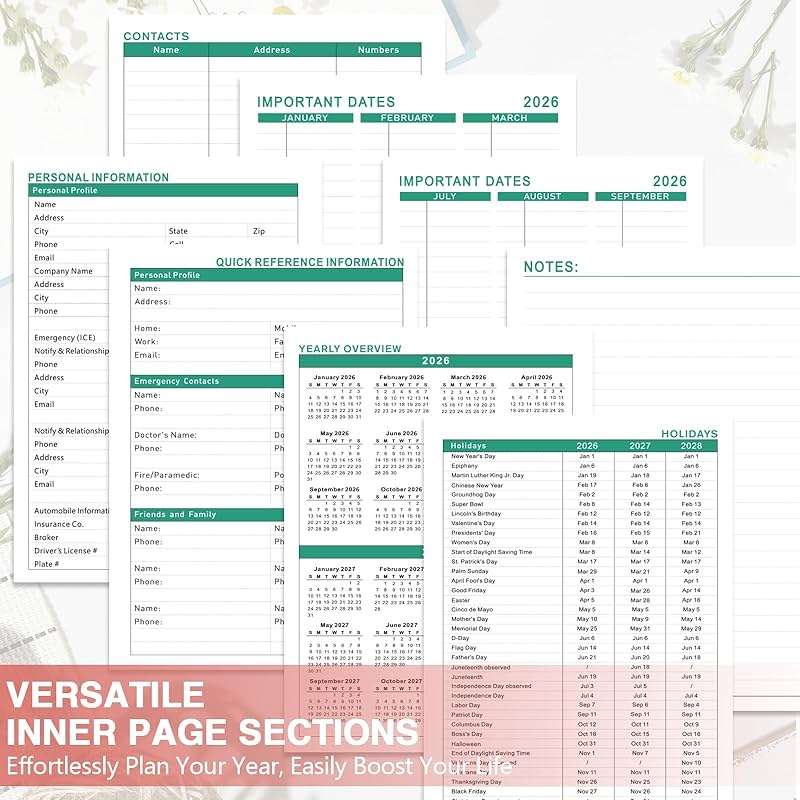 GuassLee Academic Planner 2026-2027 form July 2026 to June 2027, A5 Size, Weekly and Monthly Planner 2026 with Hard Cover Laminated Tabs, Storage Pocket Includes Stickers for Office School Supplies - Image 6