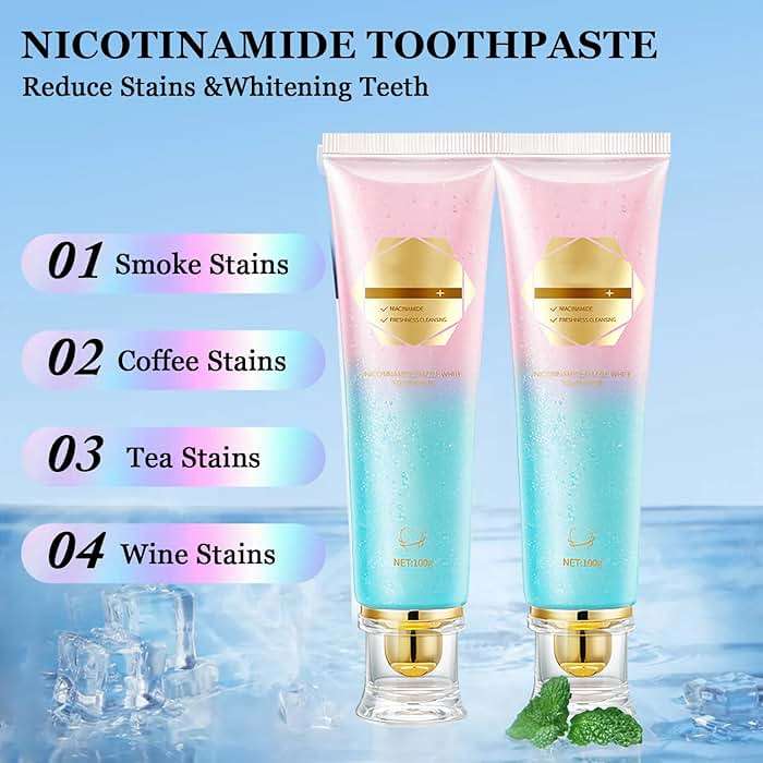 2Pcs Niacinamide Whitening Toothpaste Acssart Radiant White Toothpaste,Niacinamide Intensive Whitening Toothpastes,Nicotinamide Radiant Whiten Toothpastes - Image 4