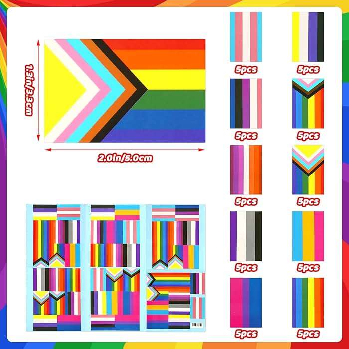 AUGSUN 40 Pcs Rainbow Pride Flags and 50 Gay Stickers Small Mini Handheld Pansexual Bisexual Trans Lesbian Gay Flag LGBTQ Inlcusive Flags for Pride Month Decorations, 5x8 Inch - Image 5