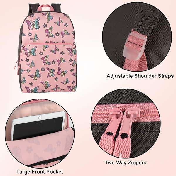 Trail maker Fun School Backpack for Elementary Middle School Girls and Boys | 17 Inch Printed Backpacks for School Kids, Travel (Big Bold Butterflies) - Image 2