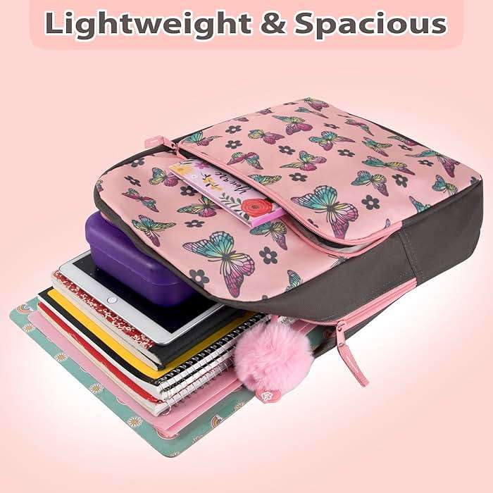 Trail maker Fun School Backpack for Elementary Middle School Girls and Boys | 17 Inch Printed Backpacks for School Kids, Travel (Big Bold Butterflies) - Image 3