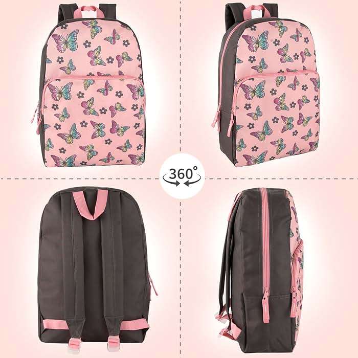 Trail maker Fun School Backpack for Elementary Middle School Girls and Boys | 17 Inch Printed Backpacks for School Kids, Travel (Big Bold Butterflies) - Image 4