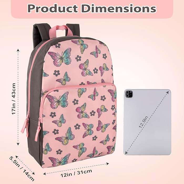 Trail maker Fun School Backpack for Elementary Middle School Girls and Boys | 17 Inch Printed Backpacks for School Kids, Travel (Big Bold Butterflies) - Image 5