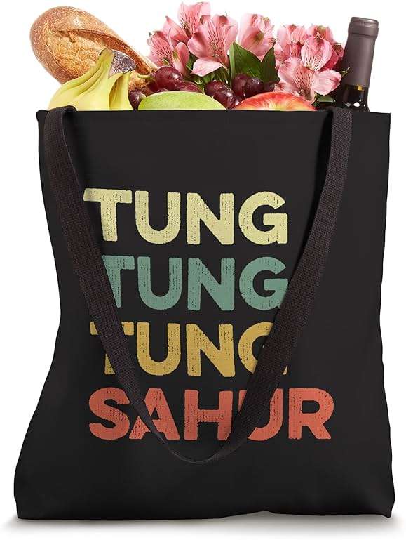 Tung Tung Tung Sahur Meme Wood Log Internet Trend Viral Joke Tote Bag - Image 4