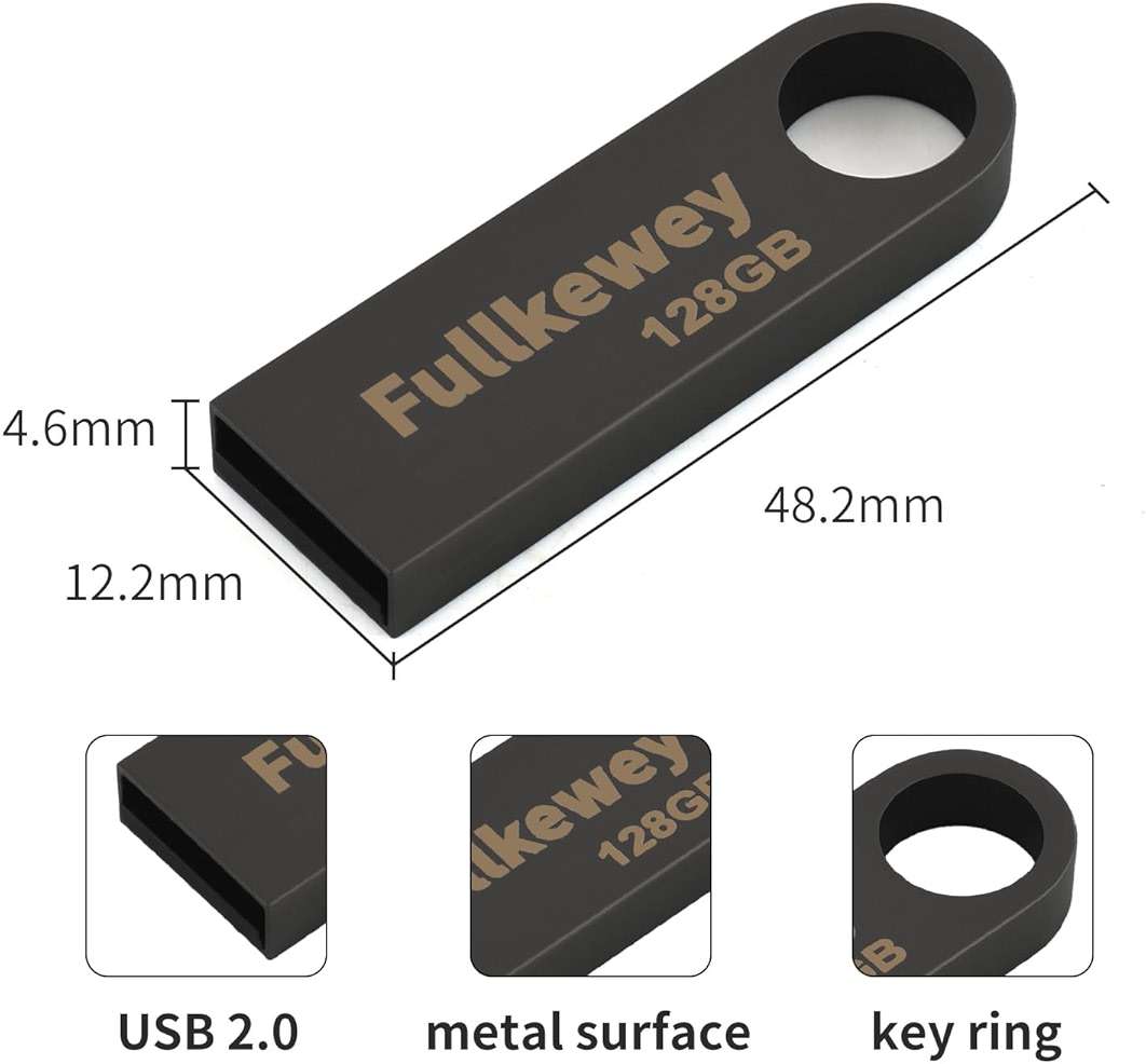 16G/32G/64G/128G Flash Drive, Fullkewey Sleek Metal USB 2.0, Metal Waterproof Compact Pen Drive,Thumb Drive, High Speed Memory Stick for PC Laptop Computer (Gold, 16, GB) - Image 4