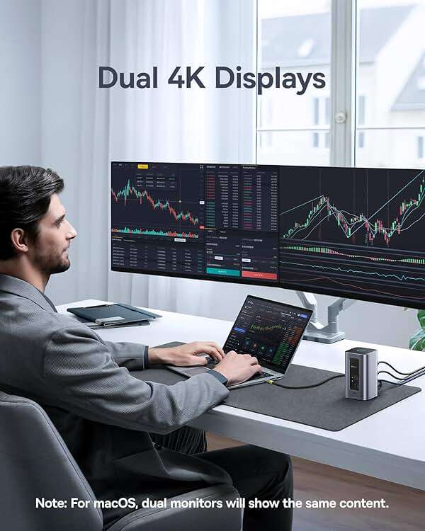 Baseus Nomos Air 12 in 1 Docking Station, Dual Monitor Laptop Docking Station for Windows, 2 Monitor 4K HDMI, 10Gbps USB-C/A, PD 100W, USB C Docking Station Compatible for Laptop HP/Lenovo/Dell/Acer - Image 4
