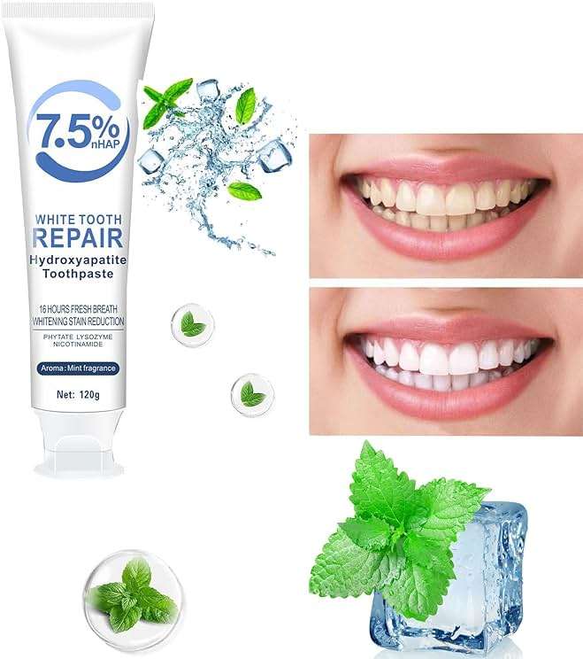 3 Pcs 7.5% Hydroxyapatite Toothpastes for Enamel Protection and Tooth Strengthening, Stain Removal, Whitening Tooth, Gentle Mint, Fresh Breath, Daily Use for Oral Health - Image 2