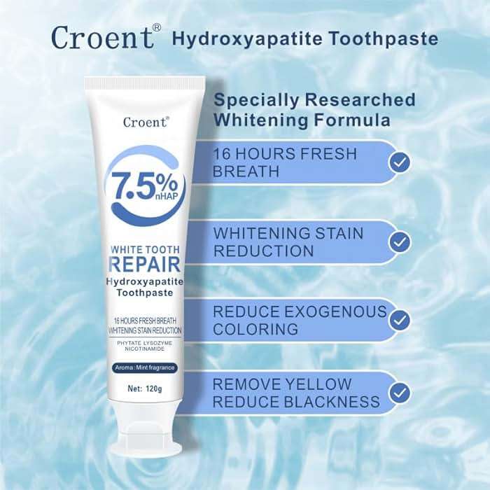 3 Pcs 7.5% Hydroxyapatite Toothpastes for Enamel Protection and Tooth Strengthening, Stain Removal, Whitening Tooth, Gentle Mint, Fresh Breath, Daily Use for Oral Health - Image 4