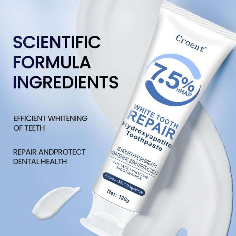 3 Pcs 7.5% Hydroxyapatite Toothpastes for Enamel Protection and Tooth Strengthening, Stain Removal, Whitening Tooth, Gentle Mint, Fresh Breath, Daily Use for Oral Health - Image 5