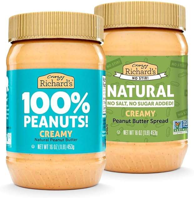 Crazy Richard's Creamy No Stir Peanut Butter with No Added Salt, Sugar, Or Preservatives (Variety) - Image 1
