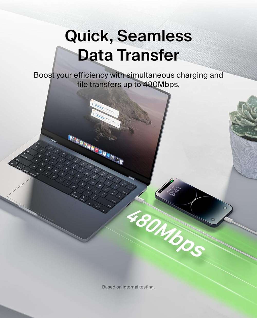 Belkin USB C Cable w/Lightning Connector, 6.6ft - Soft, Flexible Fast-Charging Cable, Lightning Charger Cord for iPhone 14 & Earlier Series, iPad 9th Gen, Airpods & More - White - Image 6