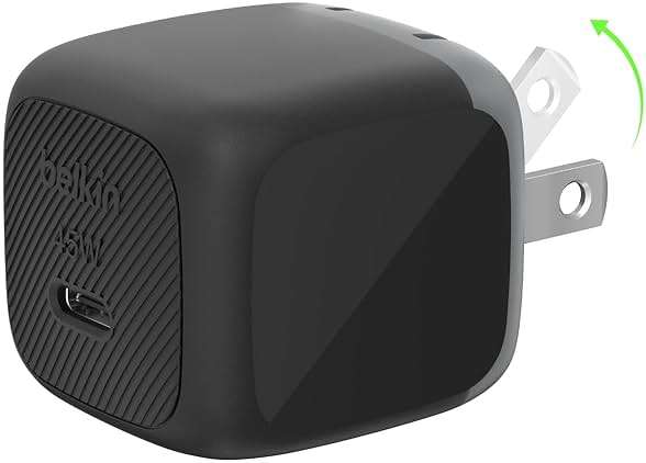Belkin USB C Charger Block Fast Charging 45W - PD3.1 PPS Super Fast Charging - Samsung Galaxy S25-S26, iPhone 17, Air, Pro, Pro Max, AirPods, Apple Watch, Google Pixel 10, Nintendo Switch, etc - Black - Image 1
