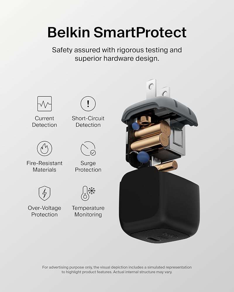 Belkin USB C Charger Block Fast Charging 45W - PD3.1 PPS Super Fast Charging - Samsung Galaxy S25-S26, iPhone 17, Air, Pro, Pro Max, AirPods, Apple Watch, Google Pixel 10, Nintendo Switch, etc - Black - Image 4