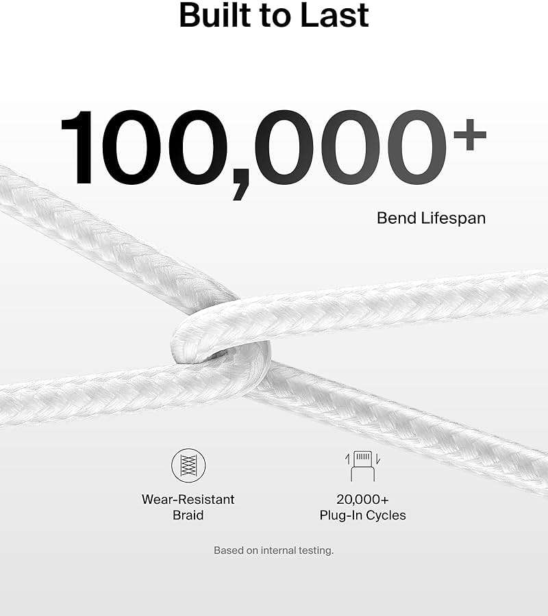 Belkin USB C to USB C Cable 2-Pack, 6.6ft, 60W - Type C Charger, iPhone Charger Cord, Soft, Braided, Flexible for iPhone 17, Galaxy S25, Pixel 10, Airpods, iPad Pro & More, Travel Essentials - White - Image 4