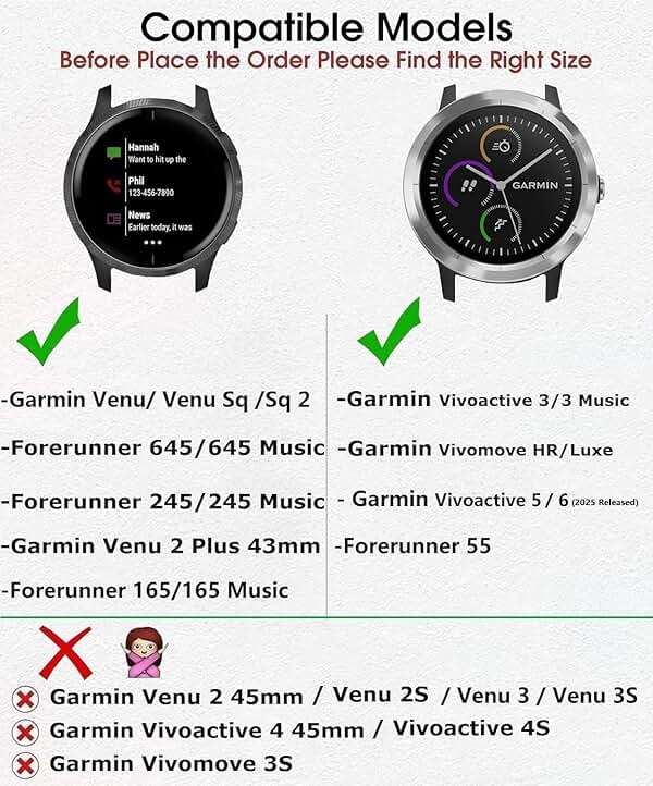 Leather Bands Compatible with Garmin Venu/Sq/Sq 2/Forerunner 165/55/645/245 Music Watch Bands, Garmin Vivoactive 6/5/3 Bands, 20mm Silicone Leather Sport Wristband for Vivomove HR/Sport Men Women - Image 2