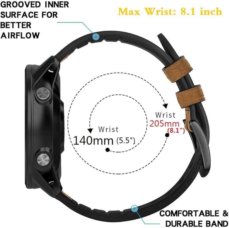 Leather Bands Compatible with Garmin Venu/Sq/Sq 2/Forerunner 165/55/645/245 Music Watch Bands, Garmin Vivoactive 6/5/3 Bands, 20mm Silicone Leather Sport Wristband for Vivomove HR/Sport Men Women - Image 4