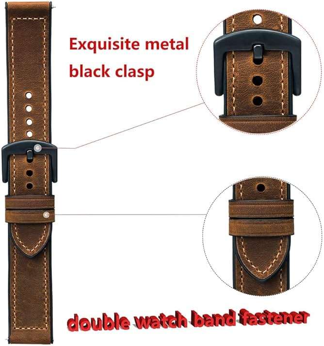 Leather Bands Compatible with Garmin Venu/Sq/Sq 2/Forerunner 165/55/645/245 Music Watch Bands, Garmin Vivoactive 6/5/3 Bands, 20mm Silicone Leather Sport Wristband for Vivomove HR/Sport Men Women - Image 6
