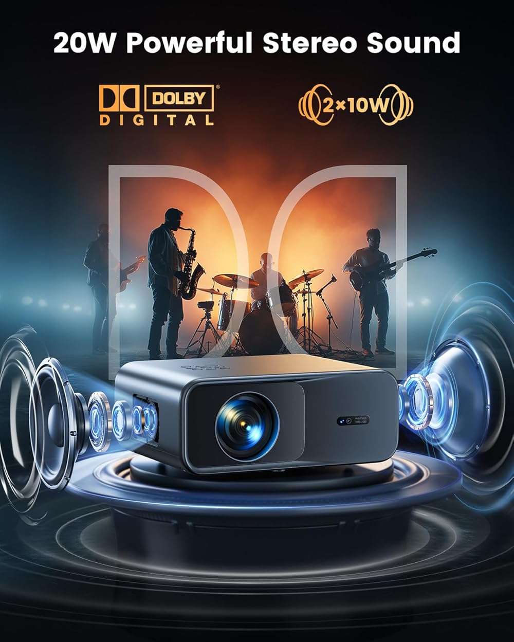 [Official Google TV]Smart Projector 4K Supported with WiFi & Bluetooth, Built-in Official Apps, GoogIe Voice, Outdoor Movie Projector with DoIby Audio, Auto Focus, Home Theater Proyector WIMIUS G1 - Image 3