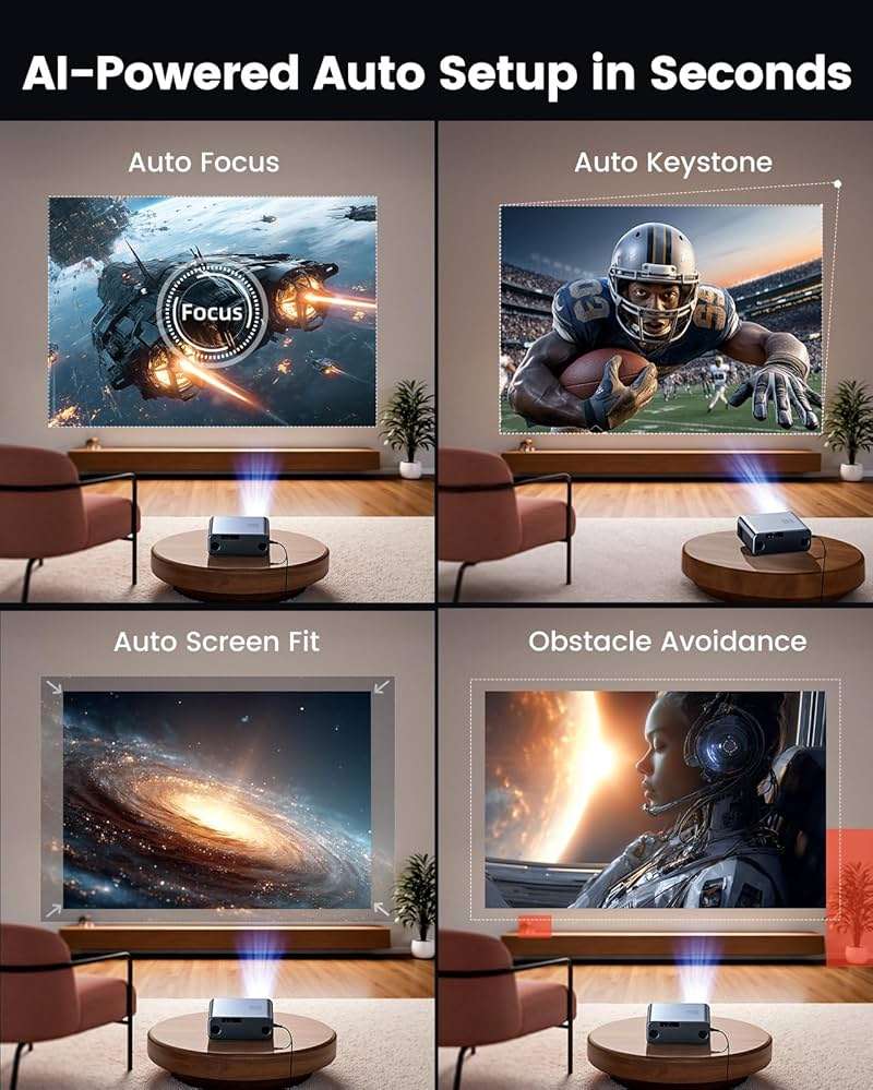 [Official Google TV]Smart Projector 4K Supported with WiFi & Bluetooth, Built-in Official Apps, GoogIe Voice, Outdoor Movie Projector with DoIby Audio, Auto Focus, Home Theater Proyector WIMIUS G1 - Image 5