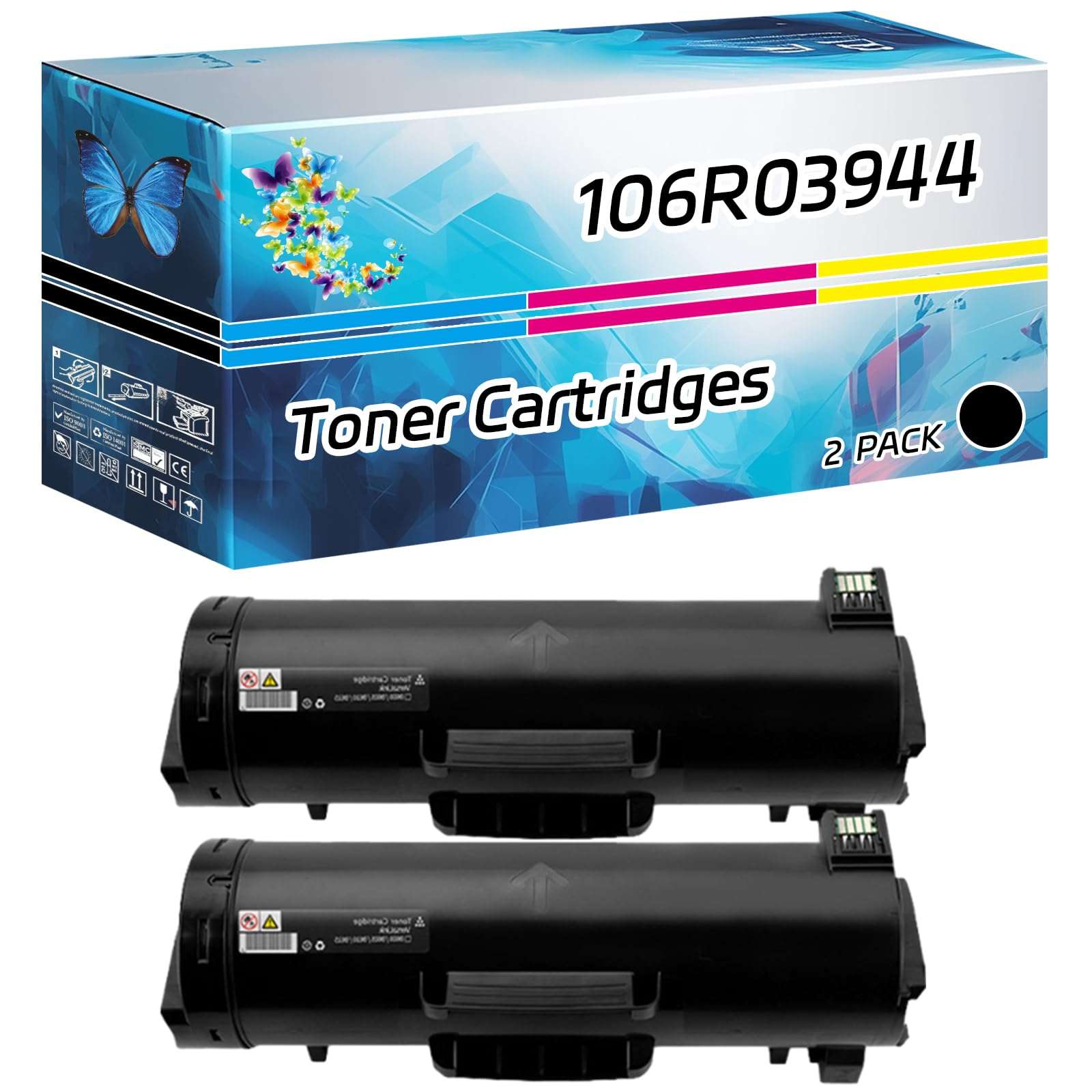 106R03944 Toner Cartridges Compatible for Xerox VersaLink B600 B605 B610 B615 Printers, High Yield 56700 Pages, with Chip High-Definition Printing (2-Pack Black) - Image 1